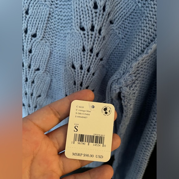 NWT FREE PEOPLE Bell Song Pullover Sweater In Vintage Blue MSRP $98 Size S - Picture 8 of 8